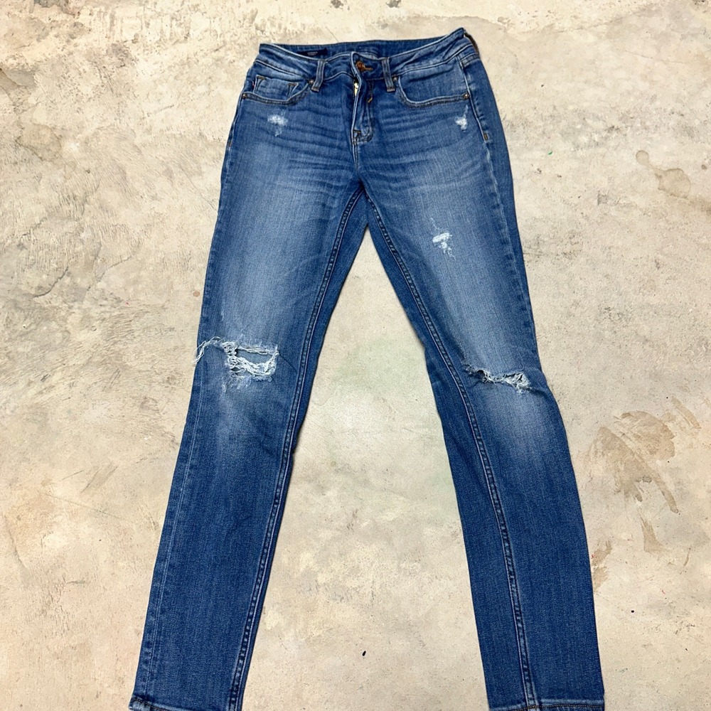 Vigoss Jagger‎ Skinny Jeans Distressed Ripped Blue Denim Size 26 Modern